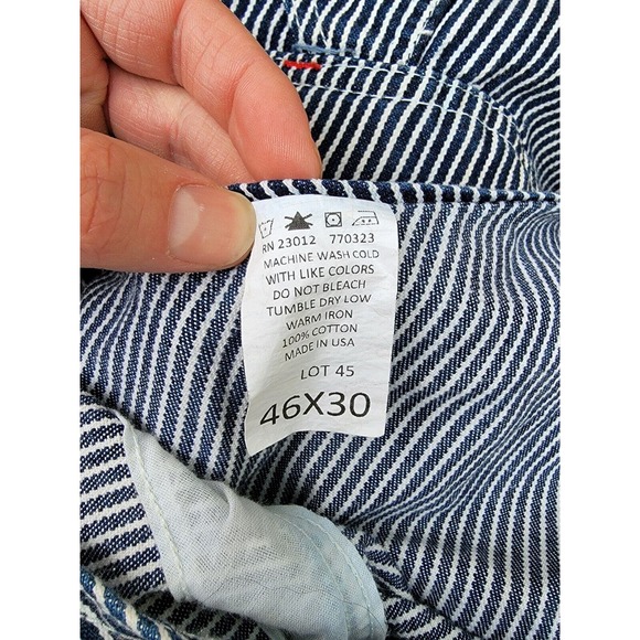 Round House Overall Bibs Hickory Striped Engineer Railroad USA Made 46x30 - Picture 2 of 12